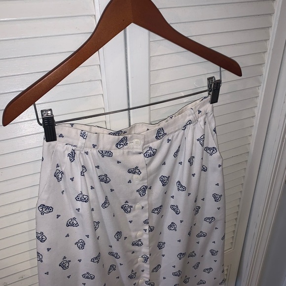 Vintage 1960s Frog Skirt White and Blue size 10 - Picture 6 of 7